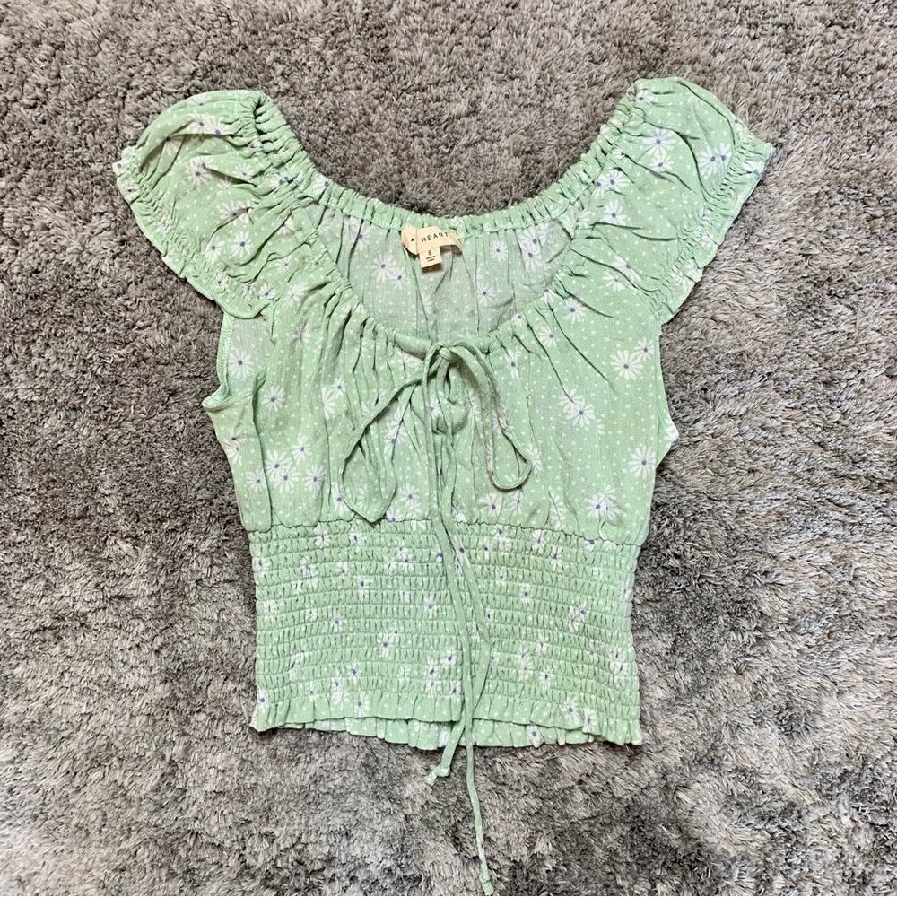 PacSun LA Hearts Peasant Floral Crop Top